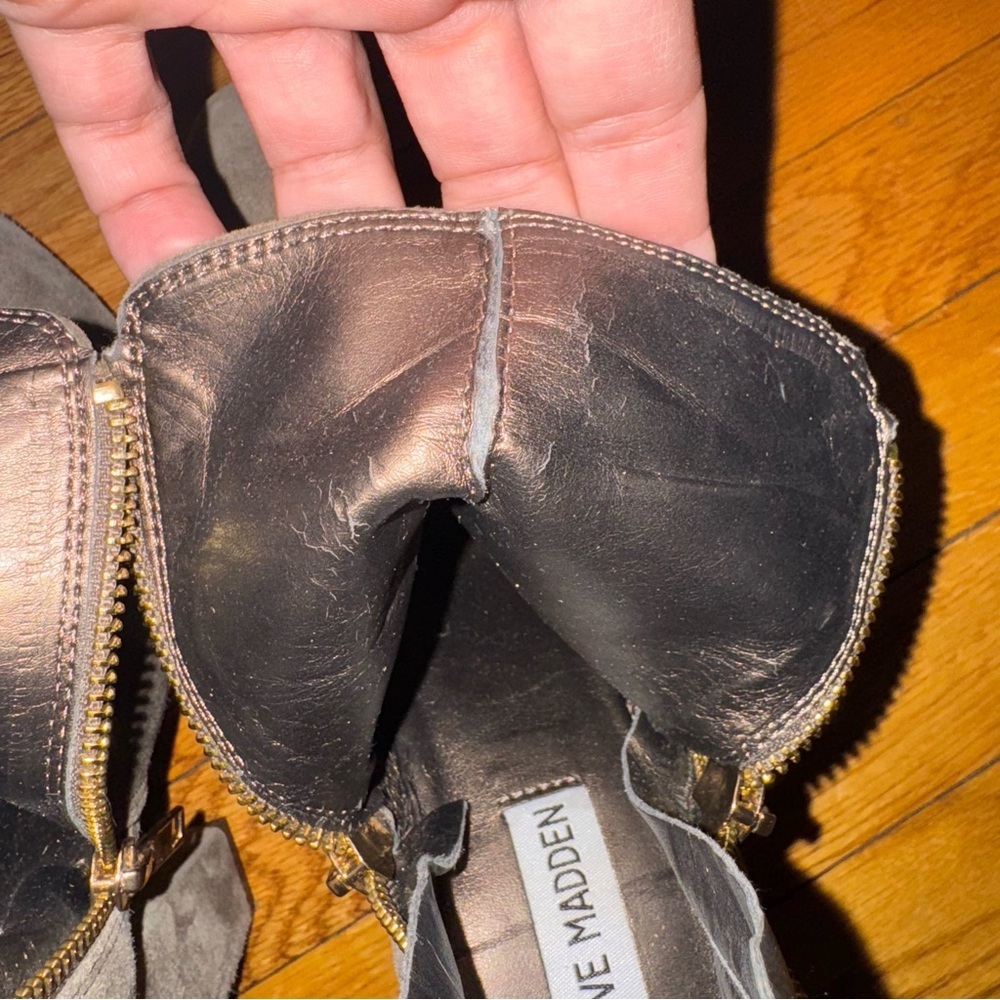 Steve Madden Jannyce Taupe Suede Leather Ankle Boots - Picture 5 of 11